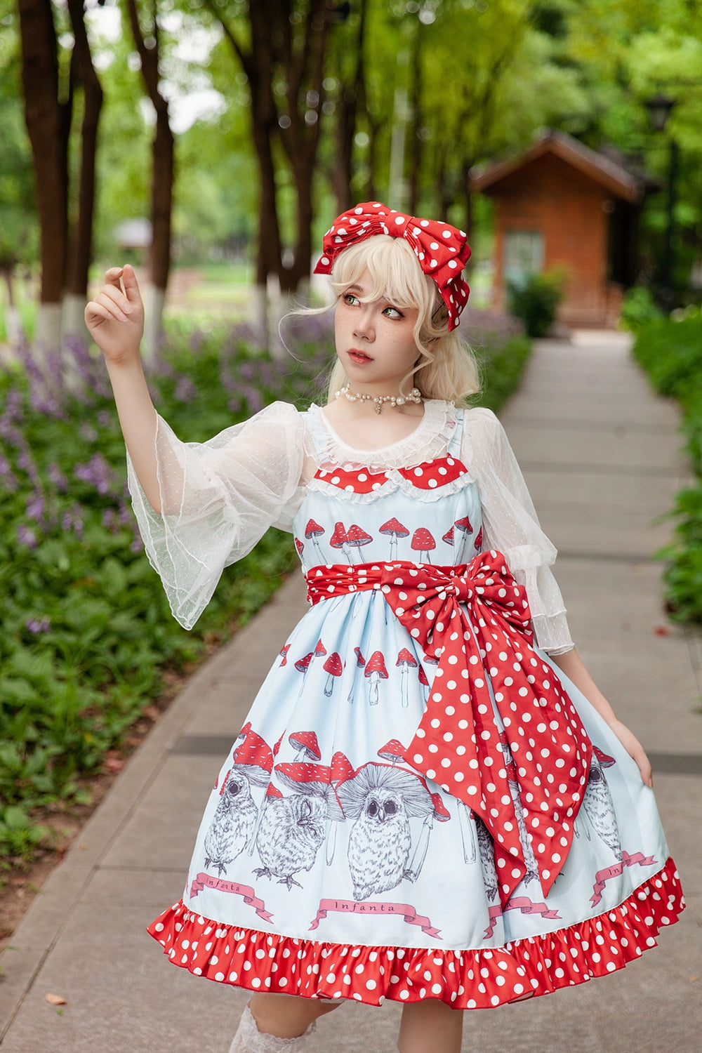 Infanta~Mushroom~Sweet Lolita JSK Dress Printing Dress Short Sleeve Shirt   
