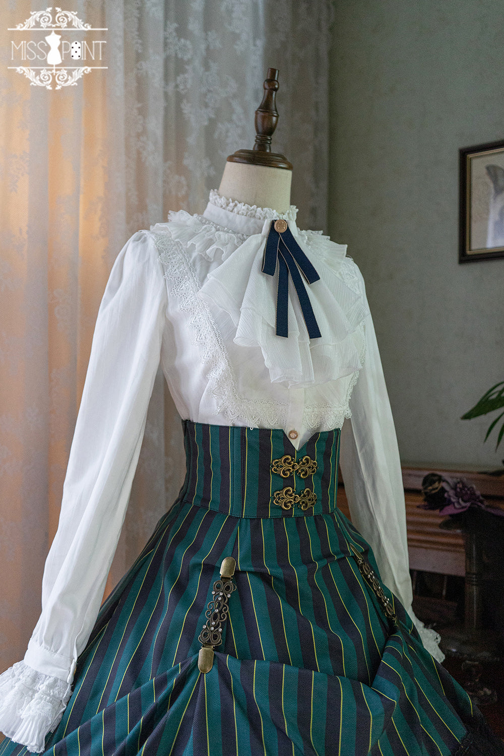 (Buyforme)Miss Point~Custom-Made Lolita Elegant Stand Collar Lolita Shirt XS white 