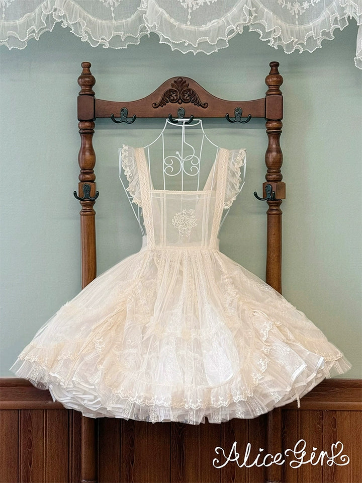 Alice Girl~Elegant Lolita Embroidered Apron with Adjustable Strap (L M S XL) 42988:761111