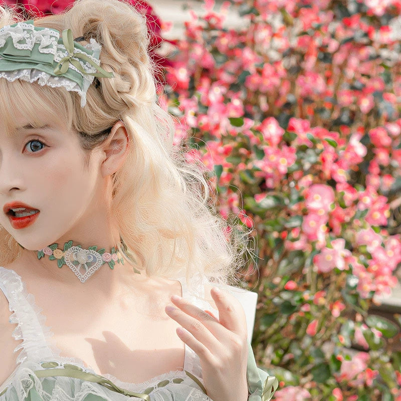 Daydream Whisper - Toting Basil - Wedding Lolita Dress Accessories Bolero Necklace Cuffs Side Clip Necklace
