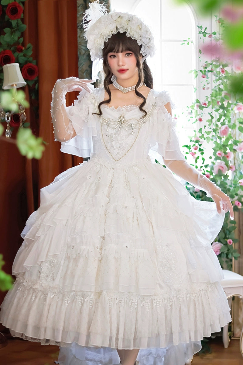 One Night~Dolores~Wedding White Lolita Dress Princess Bridal OP