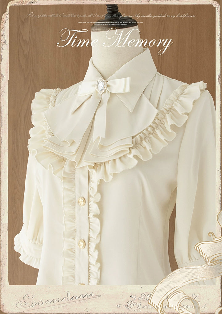 Time Memory~Earl Girl~Chiffon Classic Lolita Shirt with Mid-Length Mutton Sleeves 42822:754453