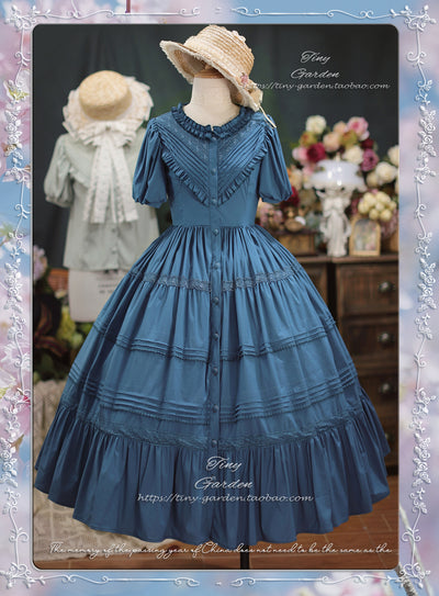 Tiny garden~Elegant Lolita Short Sleeve OP Multicolors S blue 