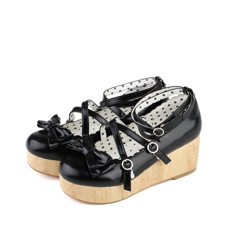 MODO~Old School Tata~Kawaii Lolita Hight Platform Shoes with Round Toe Black 35