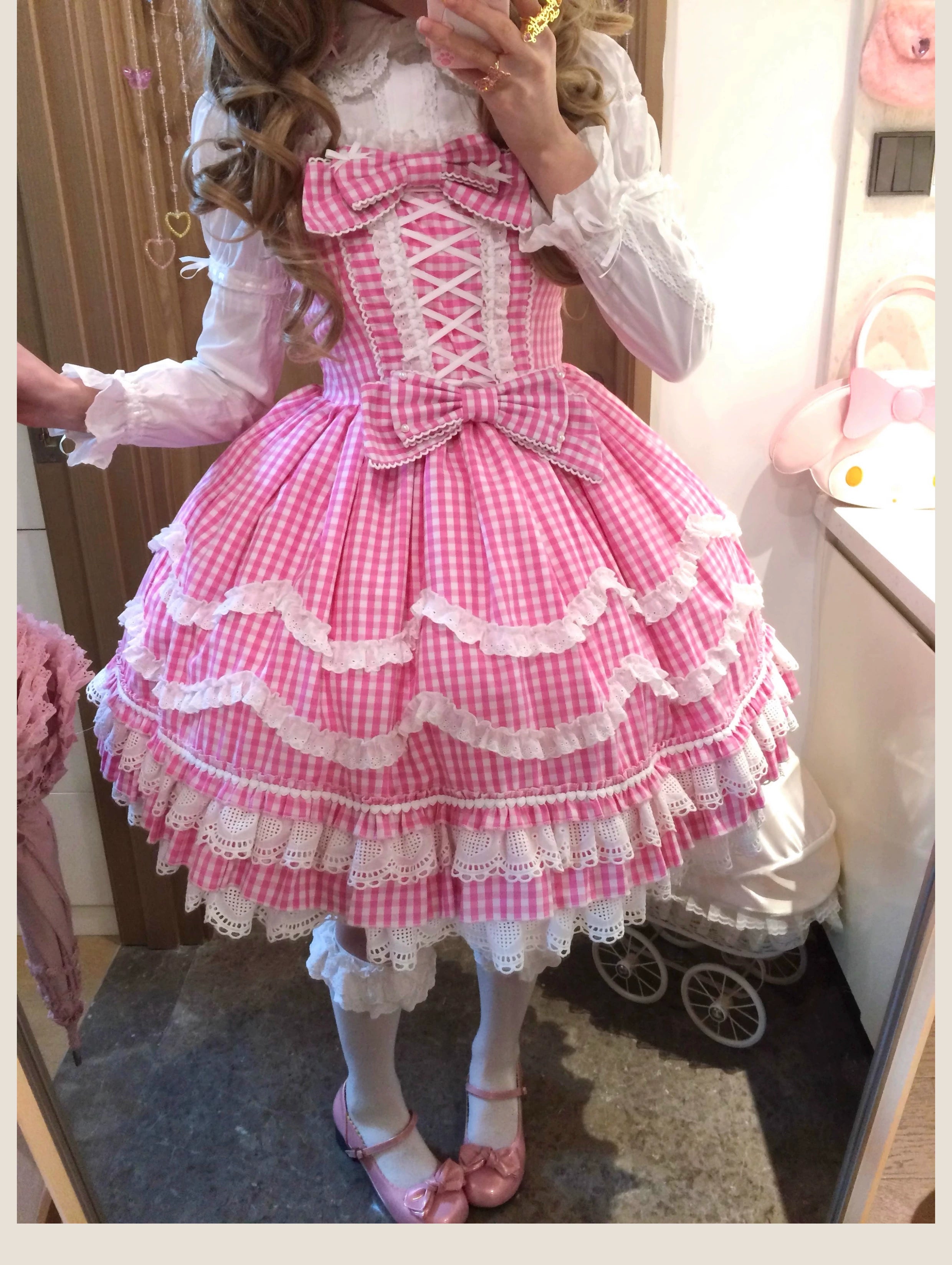 TaTaTa Lolita - Plaid Baileys - Old School Lolita Pink Plaid JSK 43380:774648