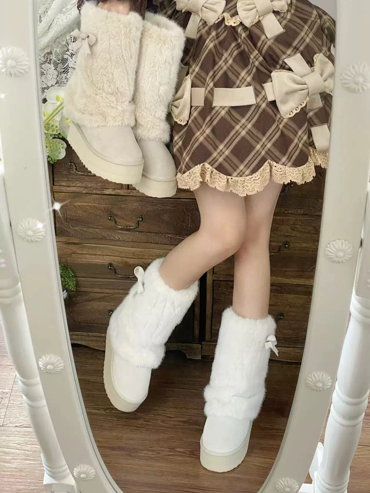 Pure Tea For Dream~Winter Love Song~Winter Lolita Mid-Calf Boots Plush Snow Boots Thick Sole