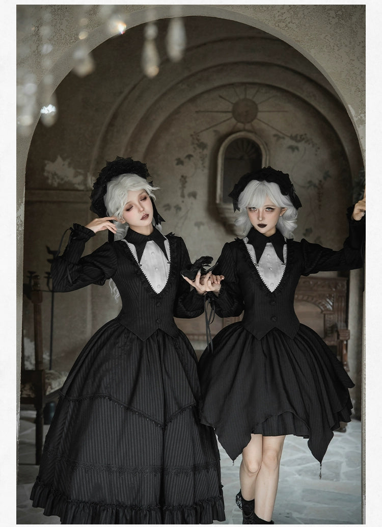 With PUJI - Night Talk - Gothic Lolita Skirt Dress Set, Batwing-shaped Accents 44188:797689