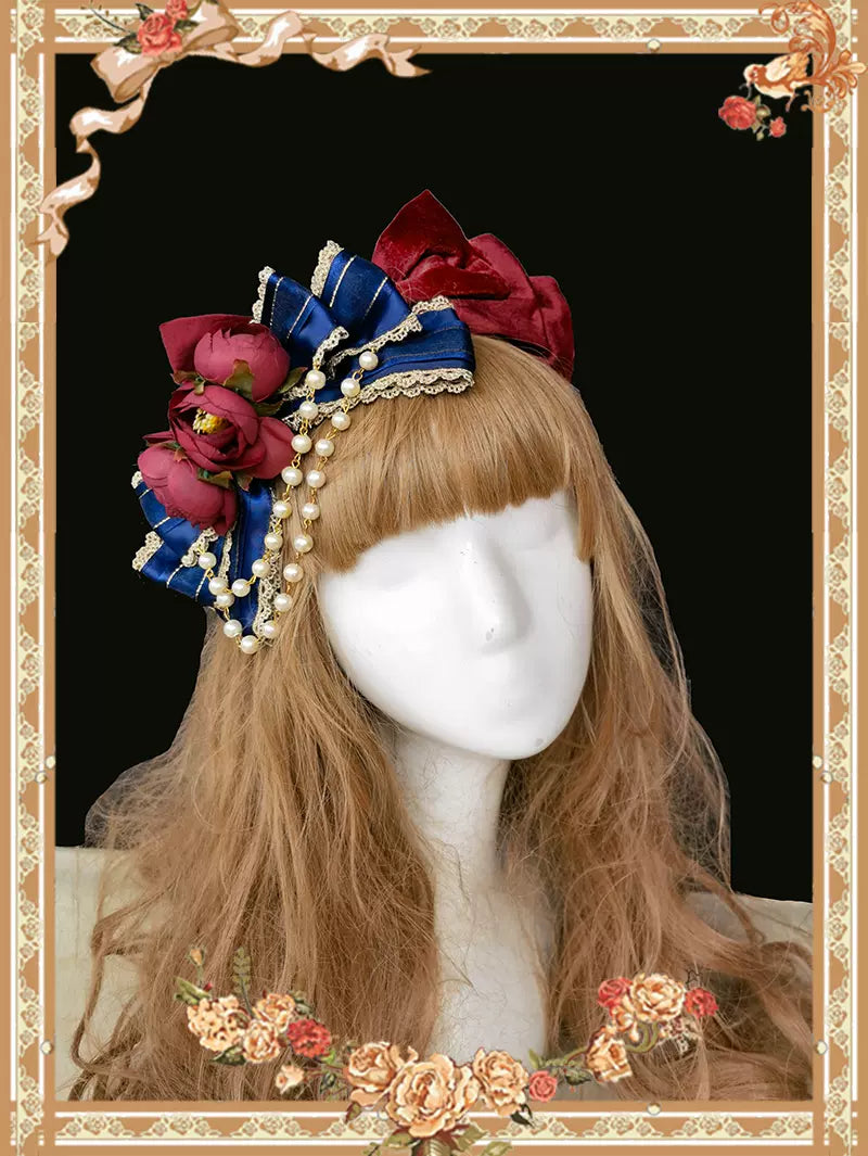 Infanta~Cake Tree~Classic Lolita JSK Dress Tiered Lace Dress S navy blue side clip/brooch