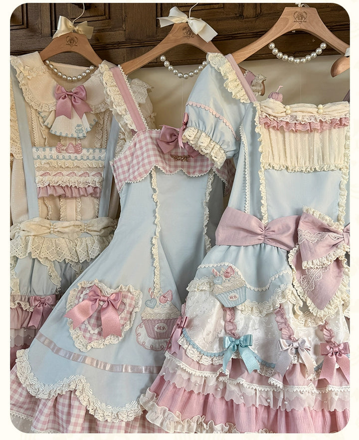 Mademoiselle Pearl~Cup Cake~Sweet Lolita OP Dress Kawaii Lolita JSK SK   