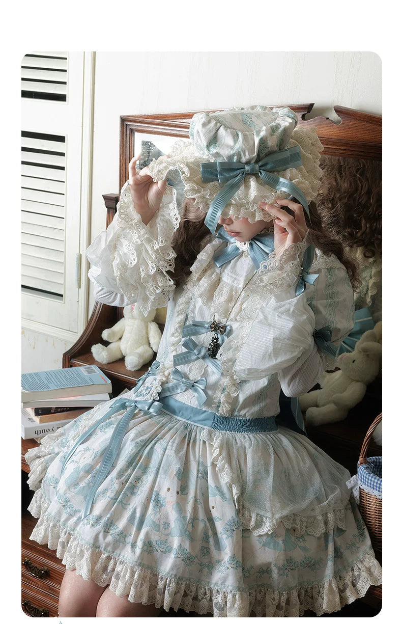 Showa Doll Garden - Elegant Plus size Lolita Dress, Bunny & Lamb Print 44534:812070