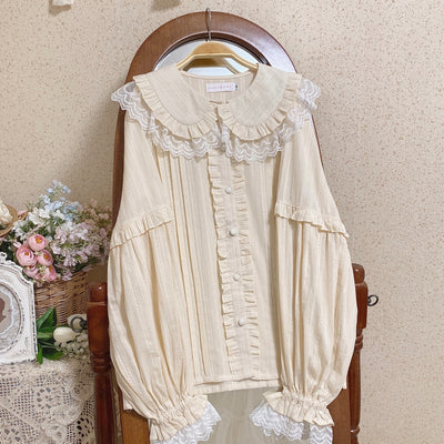 MIST~Cream Sweetheart~Kawaii Lolita Long-sleeve Blouse Multicolors beige S 