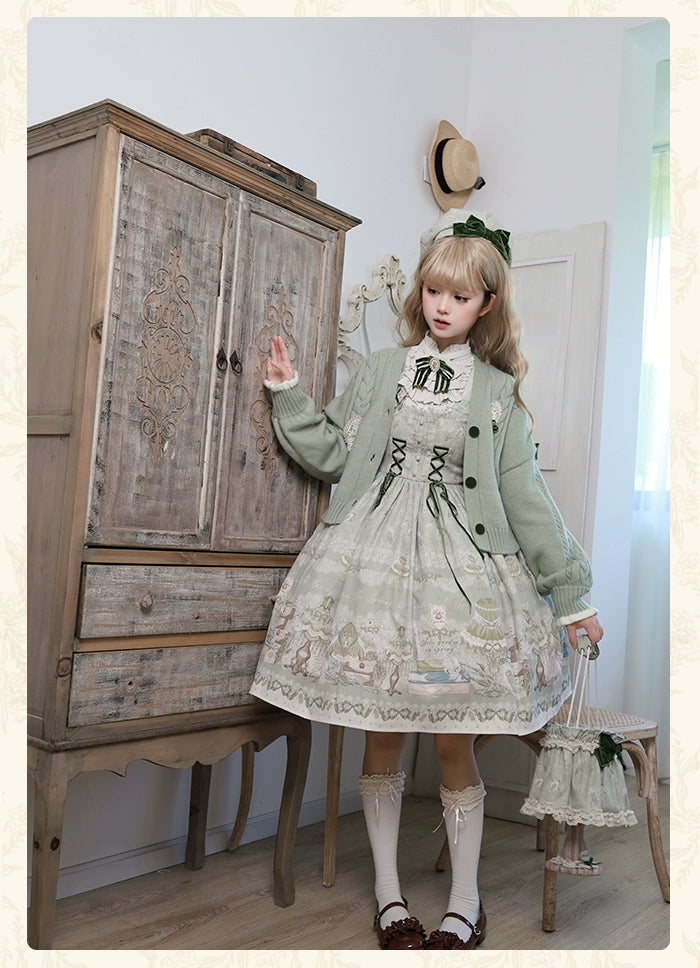 Alice Girl~Iris Study Room~Elegant Lolita JSK Classic Lolita Dress With Square Neck   