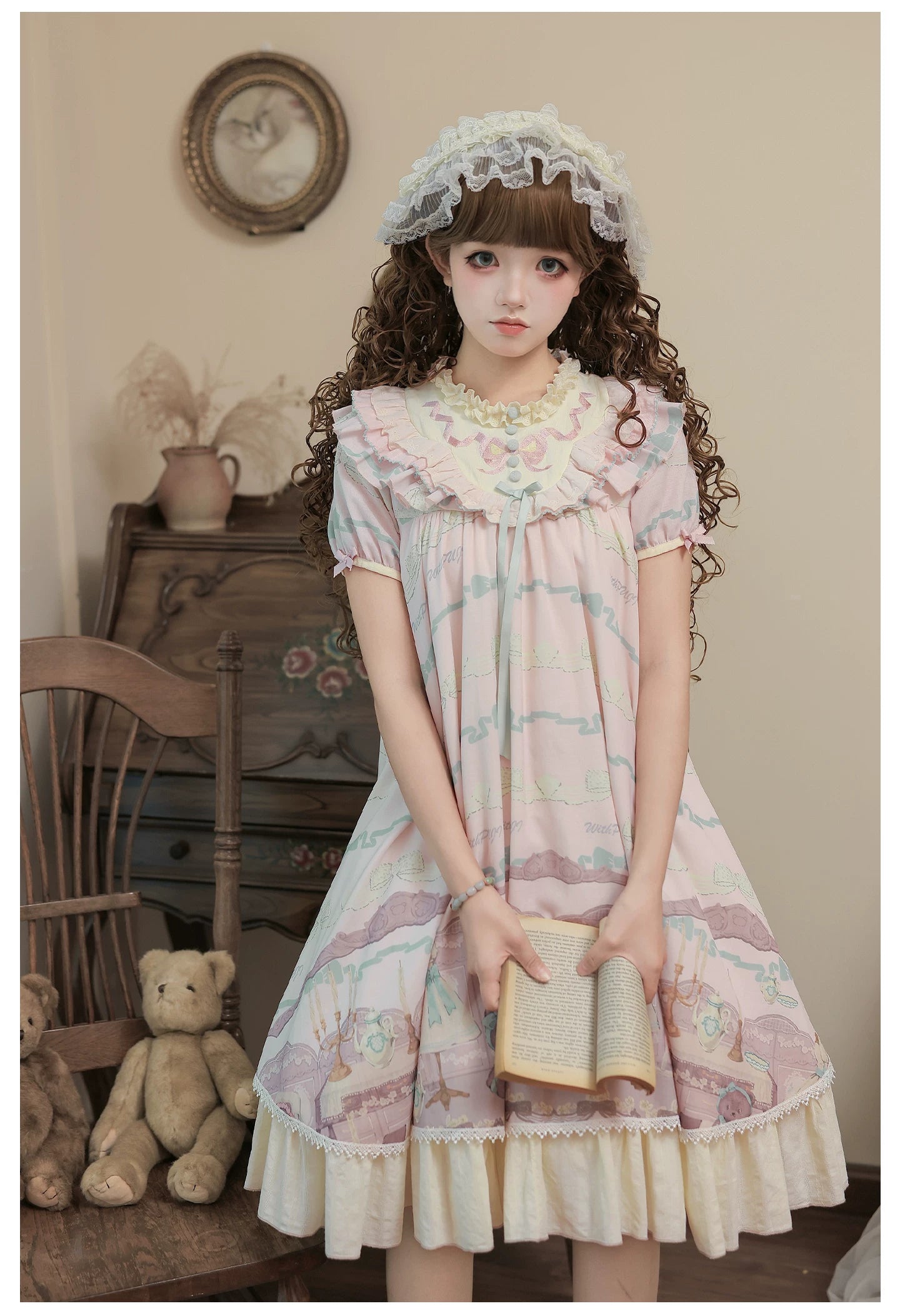 Brown Dollhouse SP - Kawaii Lolita Dollhouse Printed OP Dress with Embroidery 45551:855770