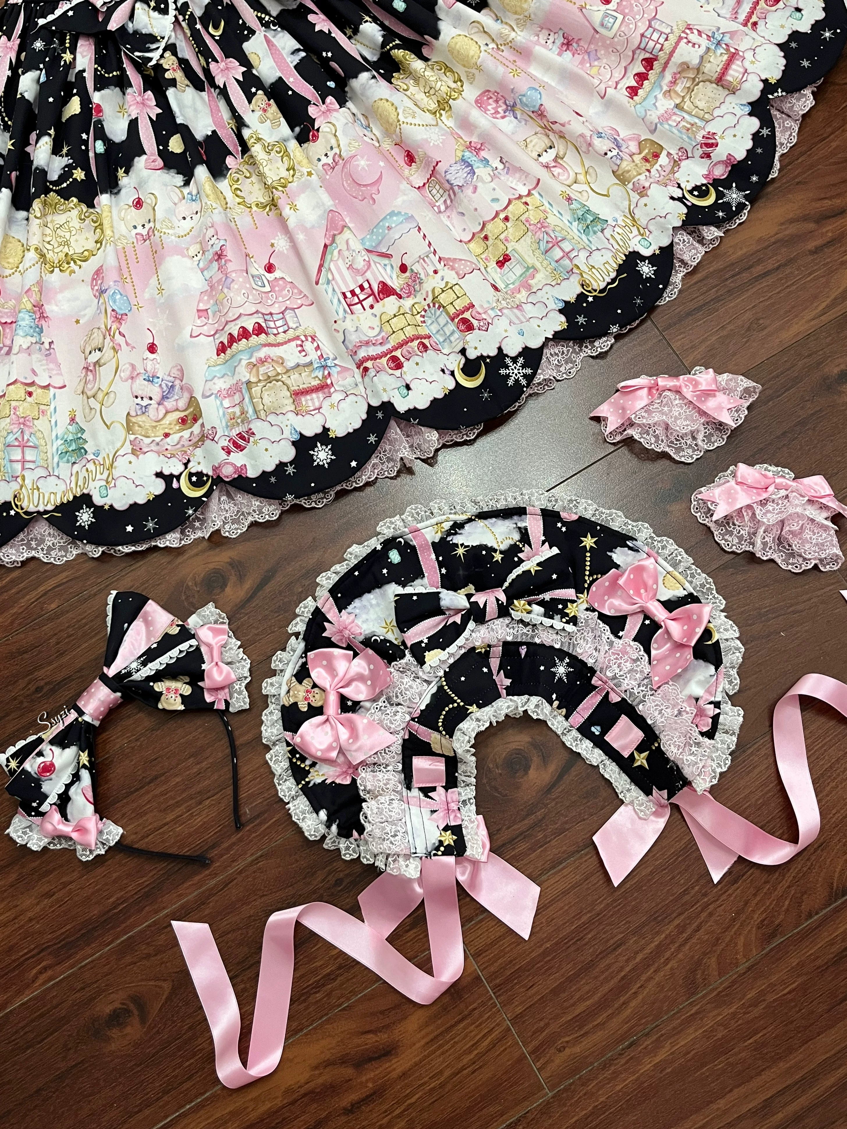 Sweet Cloudland - Cotton Old School Lolita Printed JSK Dress with Petal Hem 45687:858522