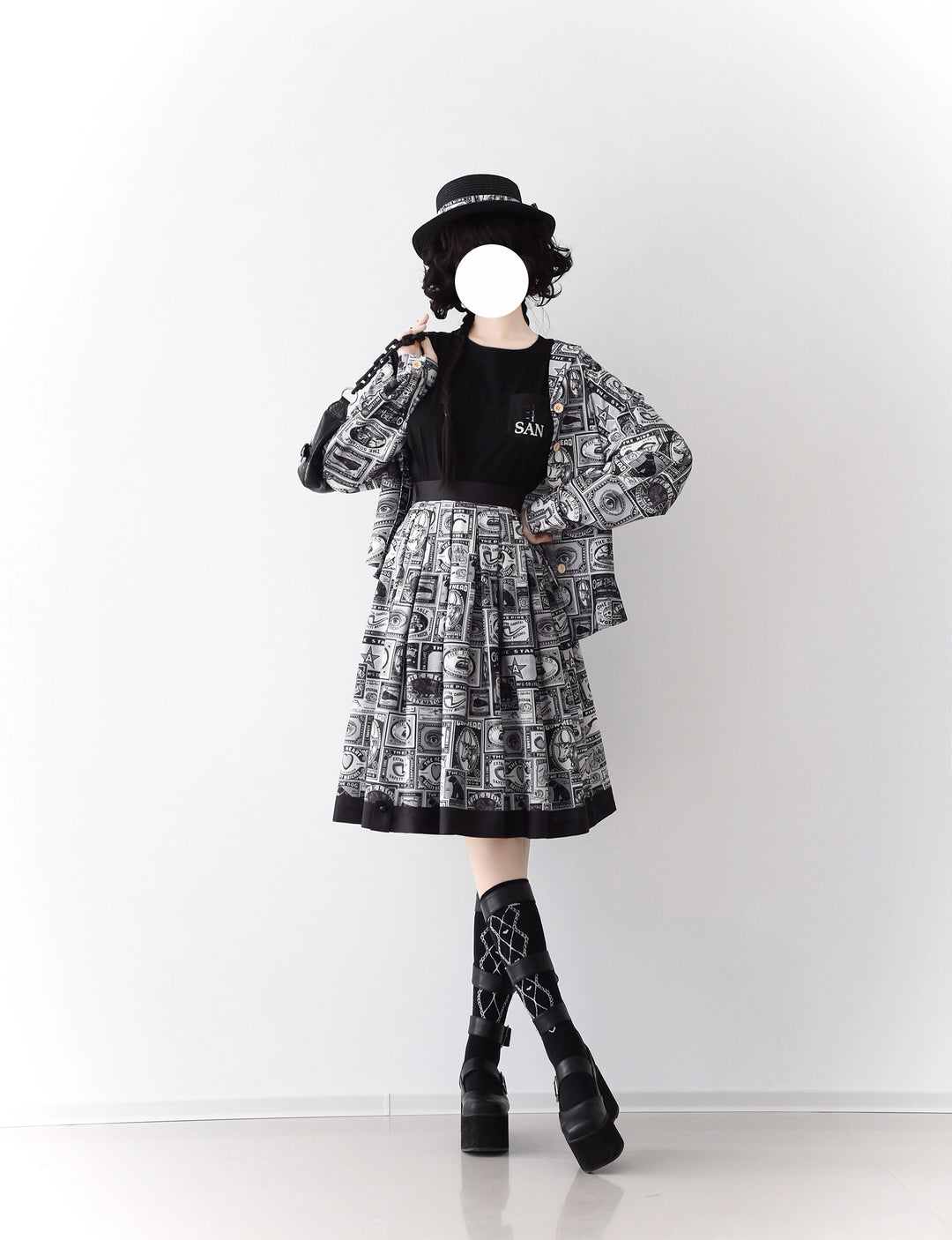 Miss Cube - Antique Label - Retro Lolita Skirt American Half Skirt Customized Antique Print