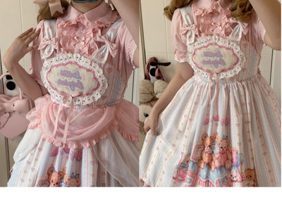 Eternity Spring~Barbie Bear~Sweet Lolita Bear Print JSK and OP   