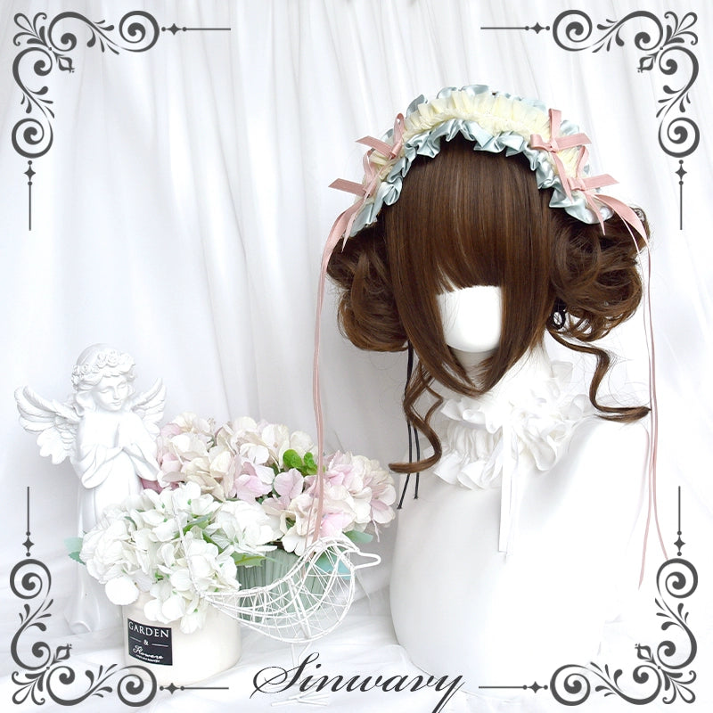 Sinwavy~Kawaii Lolita Brown Wig Cute Bun Ponytail Doll-like Wig   