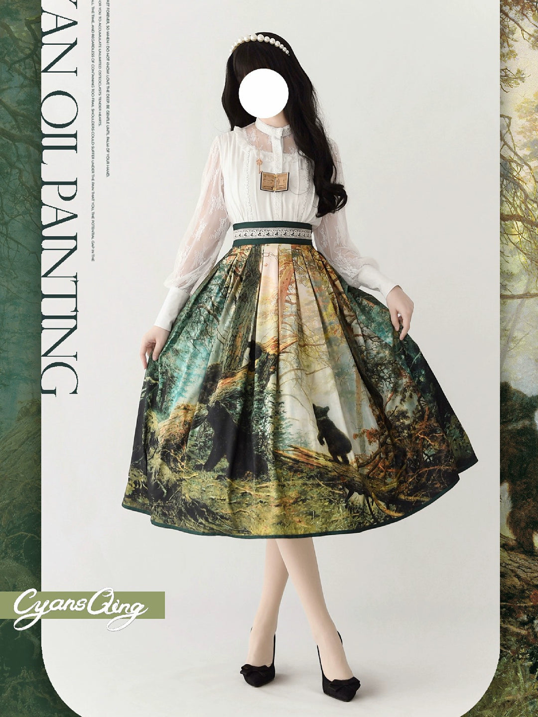 Cyan Lolita~Oil Painting Collection~Elegant Lolita Skirt Printed SK   