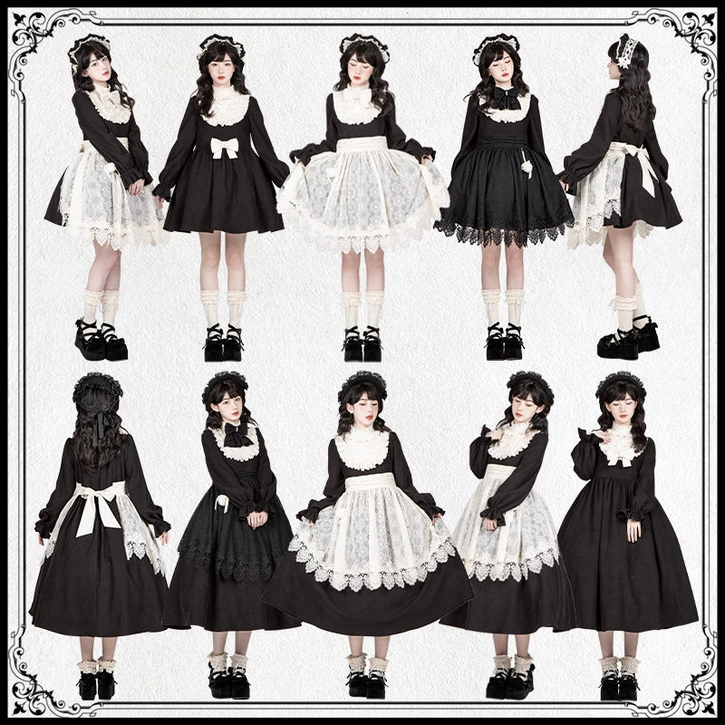 With PUJI~Twilight Choir~Twin Lolita OP Suit Loose Version Dress with Apron 41704:711230