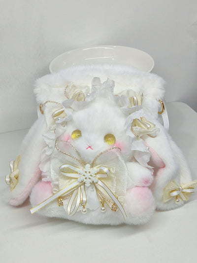 Bear Star~Kawaii Lolita Bag Handmade Bunny Crossbody Shoulders Bags Champagne Large Crossbody+shoulders bag