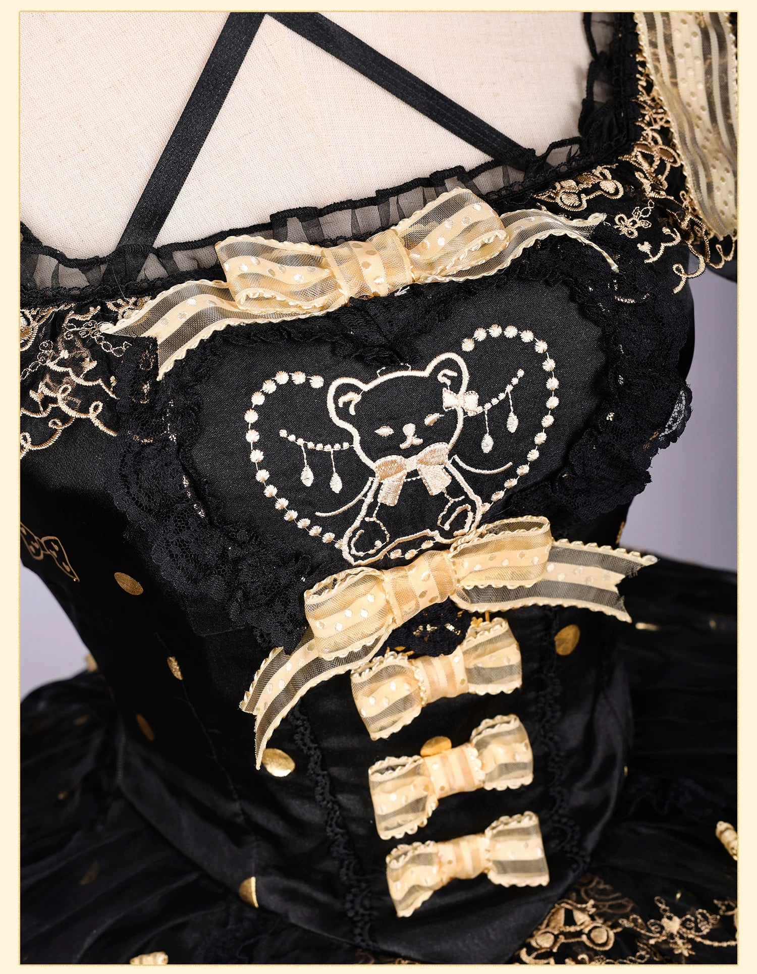 Brown Sugar Bear - Old School Lolita OP & Halter Dress, Bear Print 45249:842132