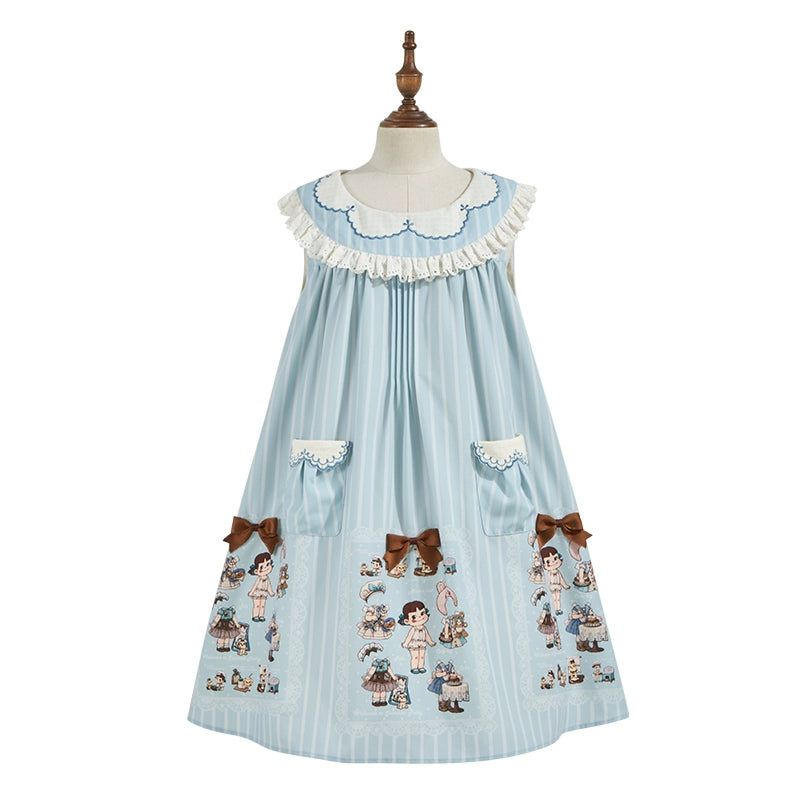 Summer Fairy~IP Collab Kawaii Lolita OP Dress Printed Pattern JSK (L M S XL XS) 40554:667508