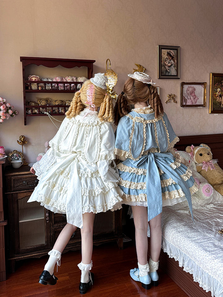 To Alice~Dear dolls~Old School Lolita Three-Tiered Suspender Dress Set   