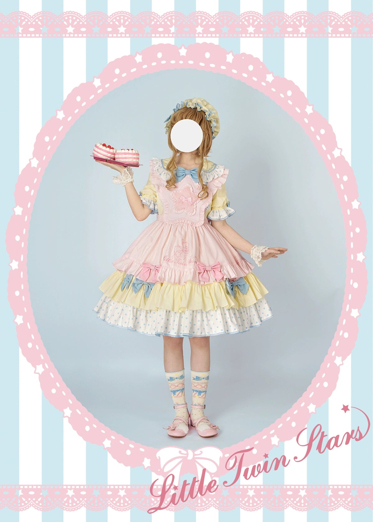 Vcastle~Sweet Lolita OP Dress Splicing Sleeve Apron Dot Print Dress 19776:303724