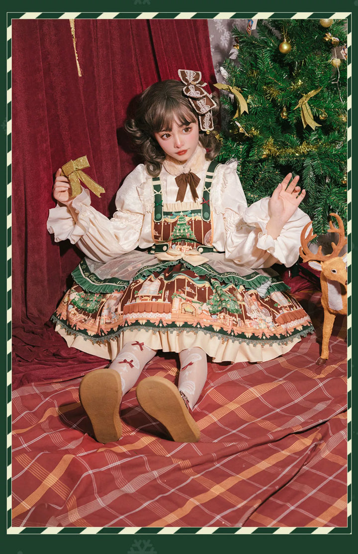 YingLuoFu~Christmas Tale~Christmas Sweet Lolita Salopette Daily Lolita Dress   