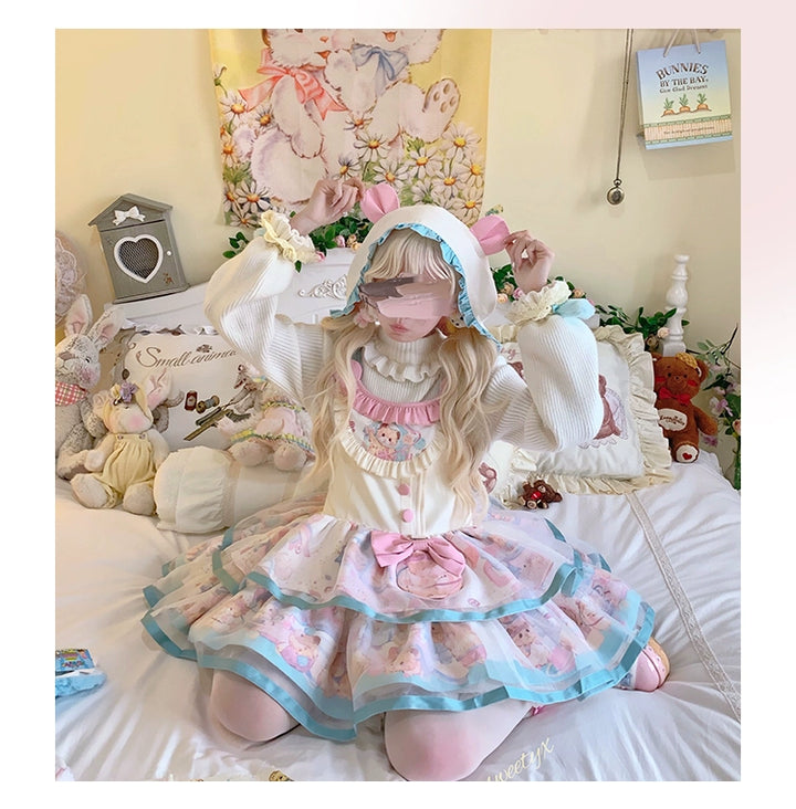 Mewroco~Sweet Lolita Dress Suit Salopette and Hoodied OP 41298:690538