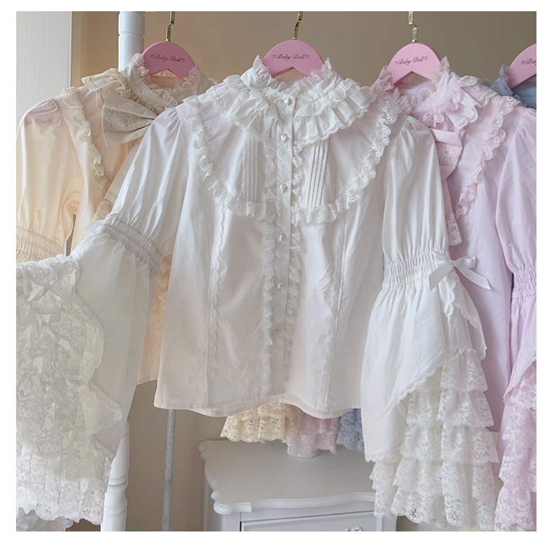 Plum Tree - Liliya's Secrets - Cotton Lolita Princess Sleeve Blouse, Gorgeous Shirt 44381:805942