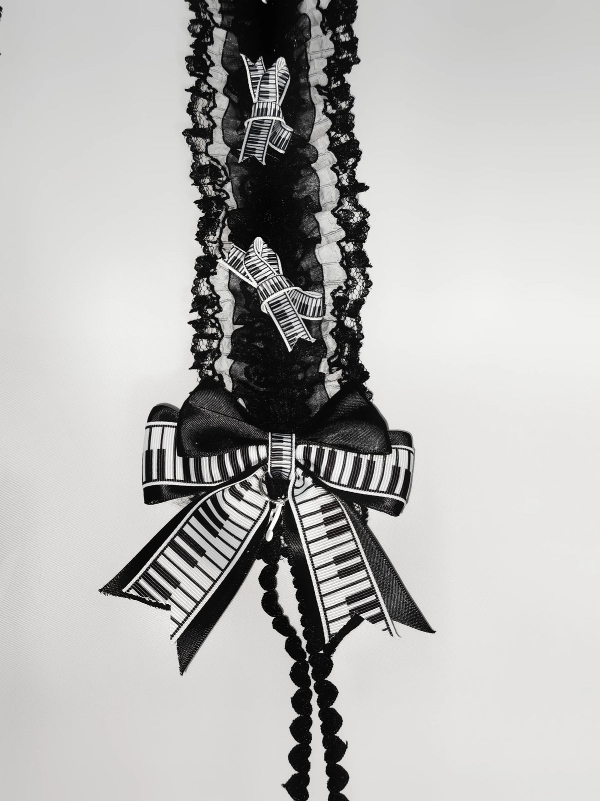 Black & White Old School Lolita Hairband, Piano Key Print 46005:872048
