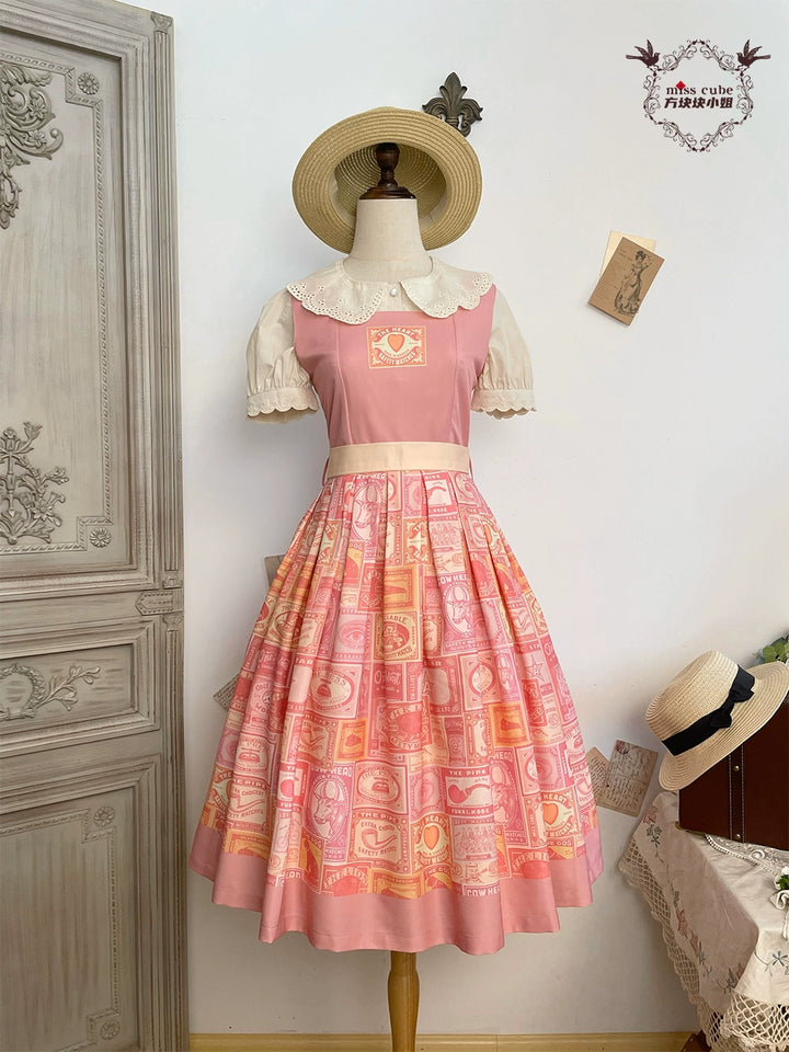 Miss Cube - Antique Label - Retro Lolita JSK Dress Print Daily Dress 35662:498788