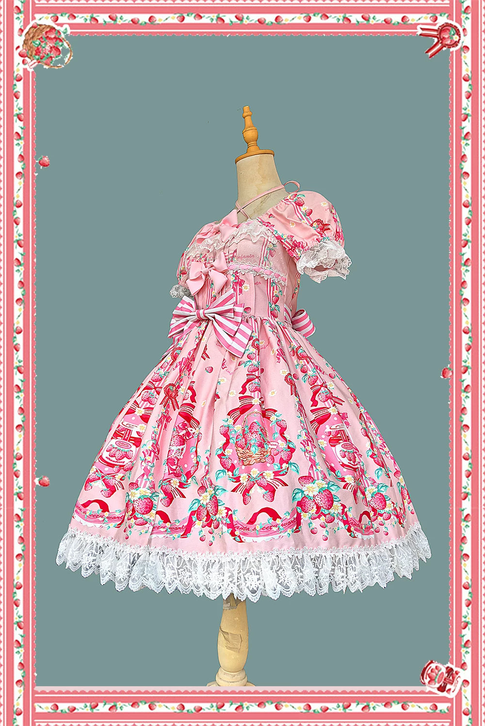 Strawberry Chef - Printed Old School Lolita Dress, Detachable Bows 44505:810373