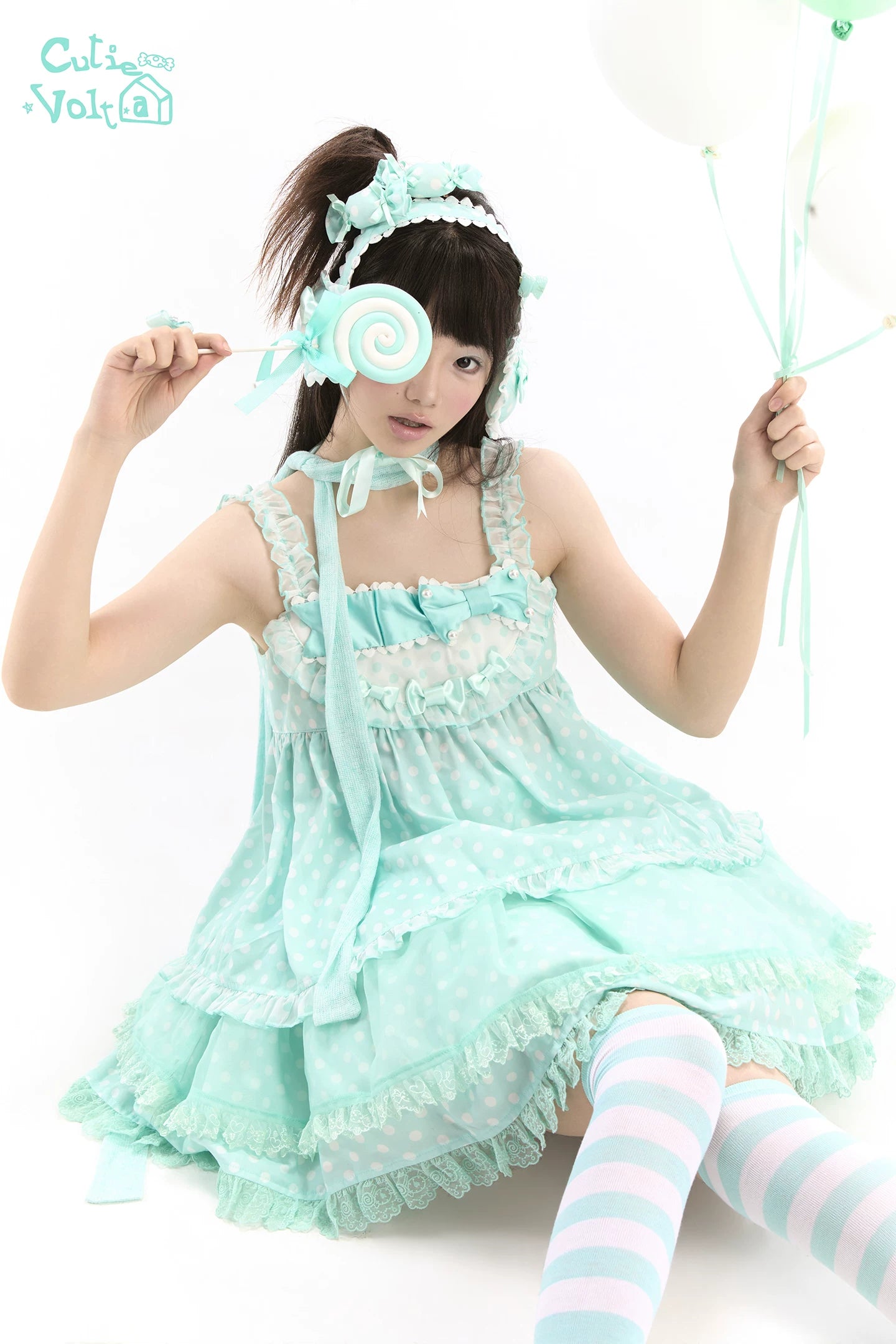 Candy Cottage - Old School Lolita Polka Dot Dress & Top Skirt Set 45522:851837