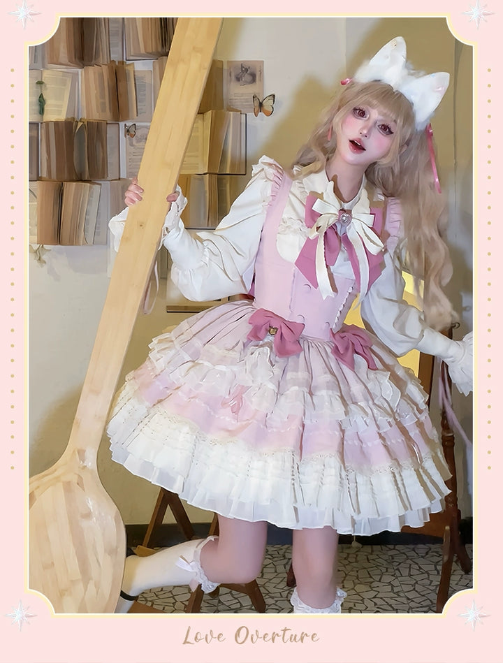 Sakurahime~Cupid Overture~Sweet Pink Lolita Jumper Dress Bust-Supporting JSK