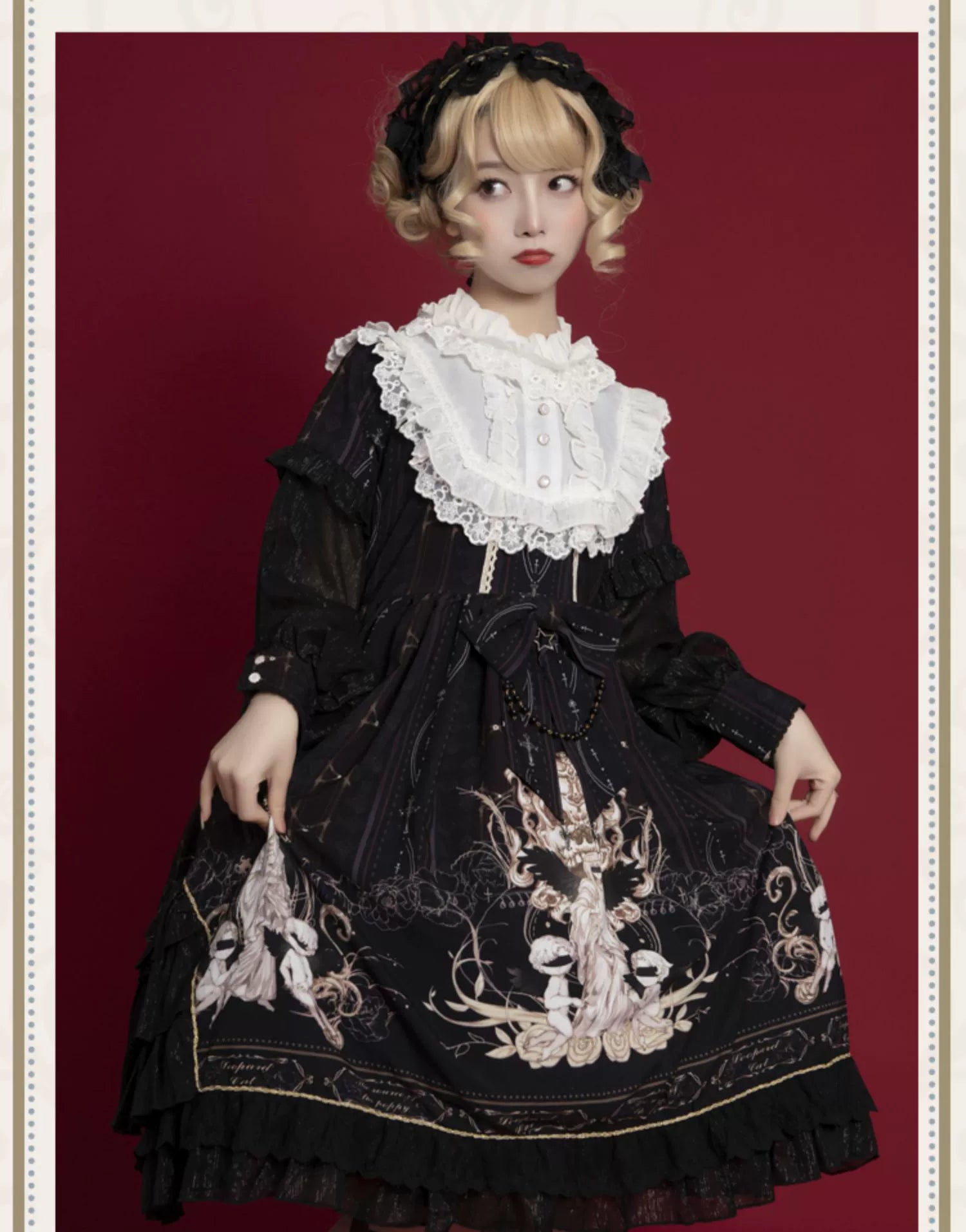 OCELOT - Chiffon Classic Lolita OP Dress Black S
