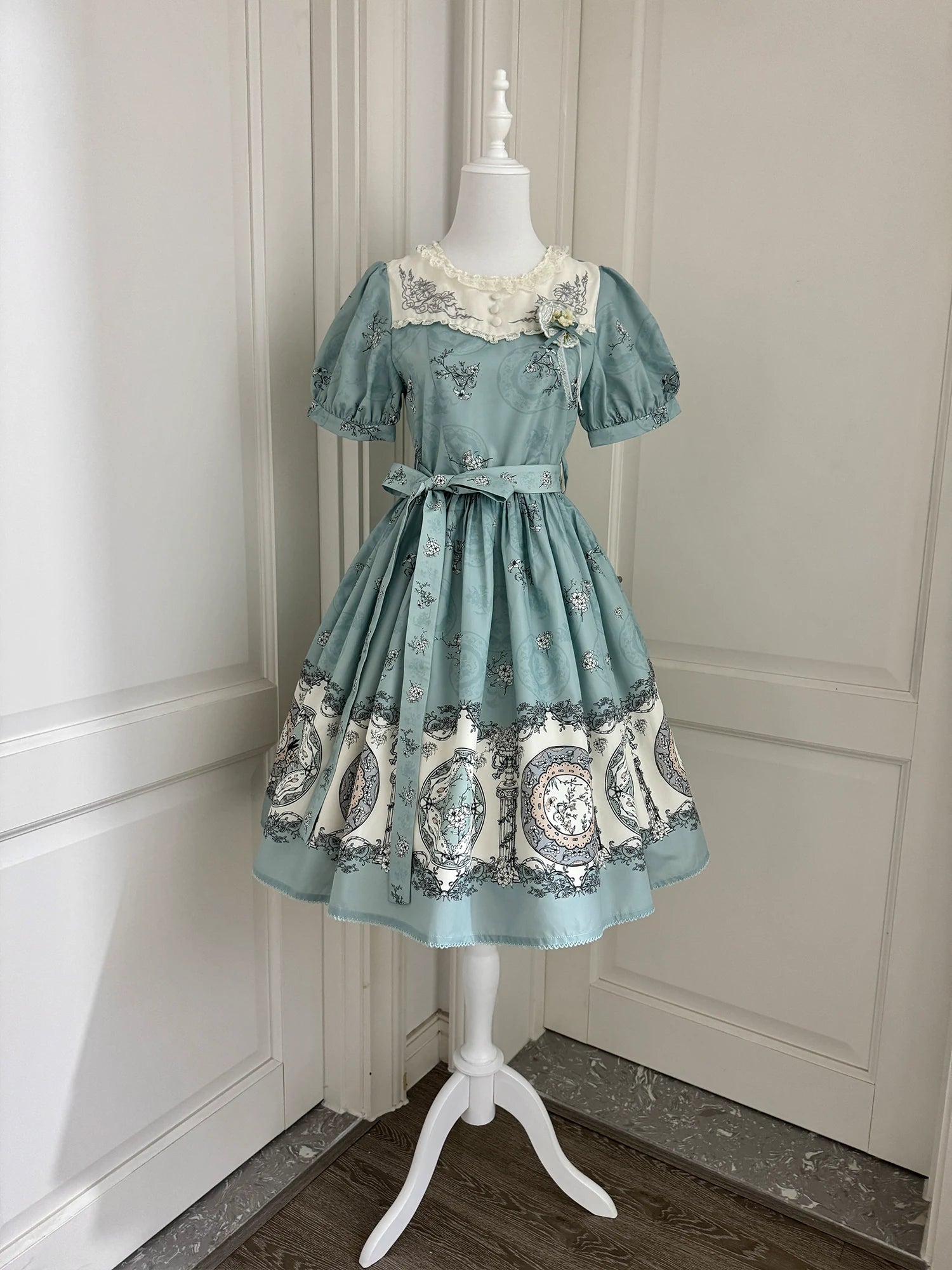 Small Porcelain Plate - Classic Lolita Plate Print OP, Embroidered Collar (L M S XL) 45786:862749