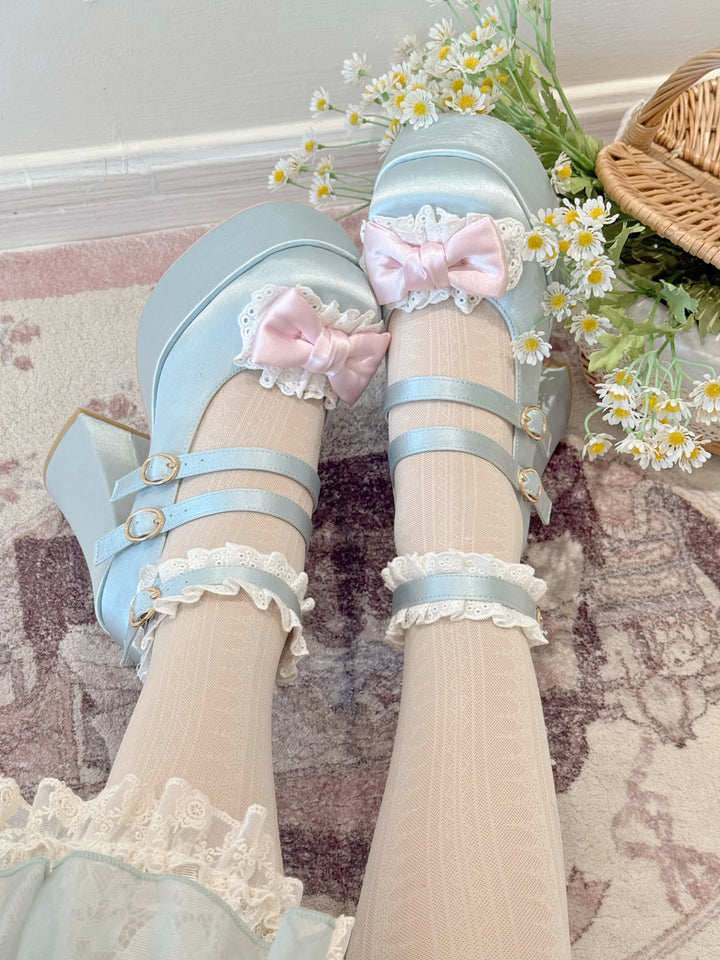 Pure Tea For Dream~Otome Fairy Tale~Sweet Lolita Shoes High Platform Satin Heels 42091:726165