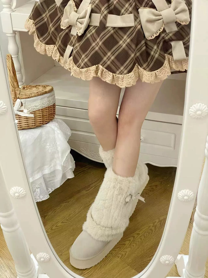 Pure Tea For Dream~Winter Love Song~Winter Lolita Mid-Calf Boots Plush Snow Boots Thick Sole