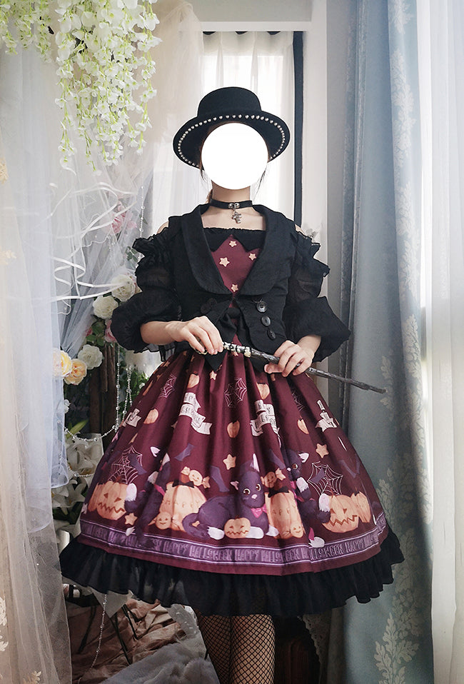 (Buyforme)Cheese Cocoa~Vampire Cat Normal Waist Lolita Halloween JSK   