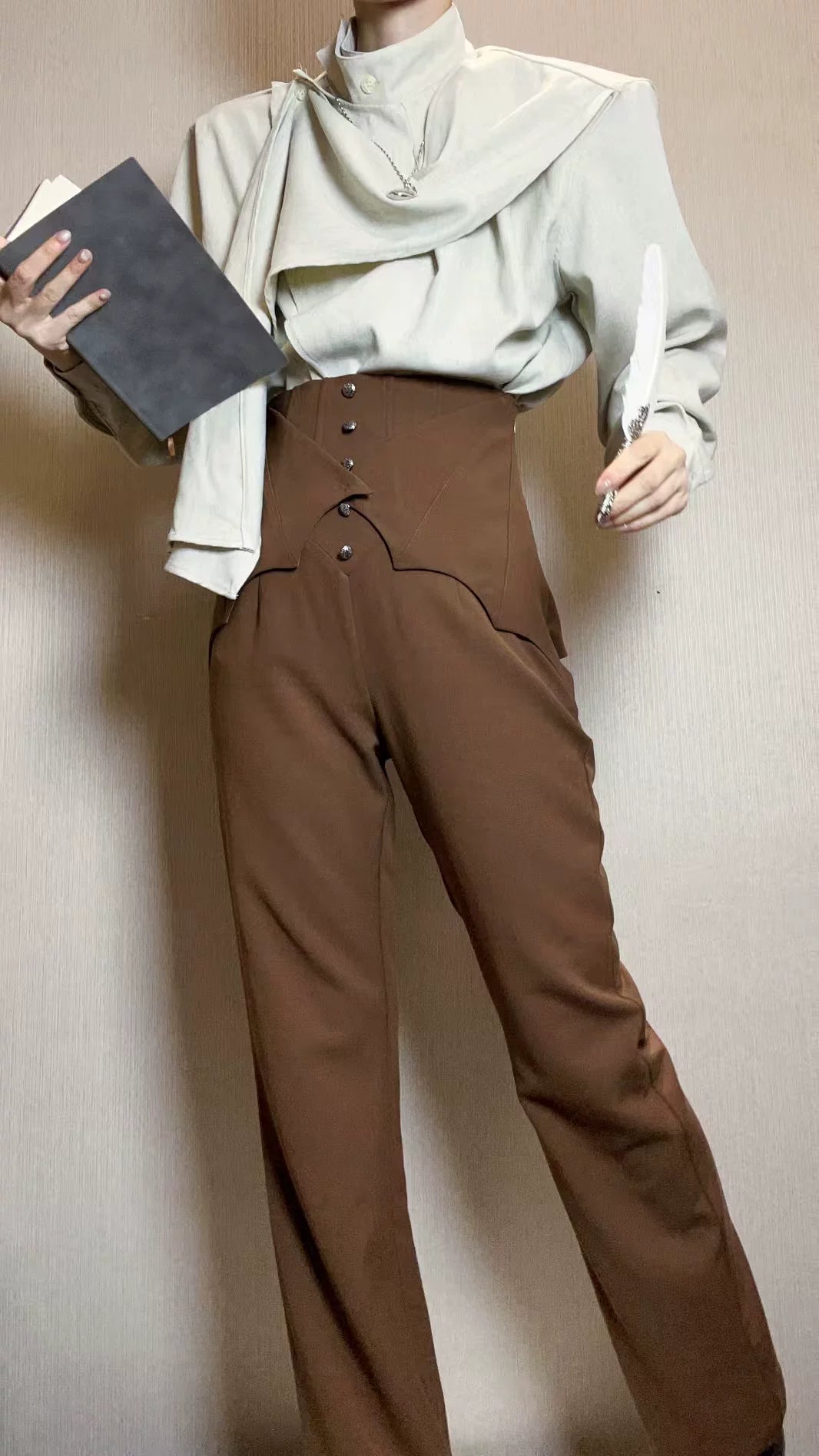 Earl of Drooping Wings - Ouji Lolita Flared Pants, Batwing Decoration 44550:812529