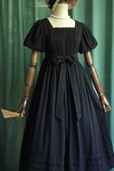 Akane Alois~White Night~Elegant Lolita Black High Waist Dress   