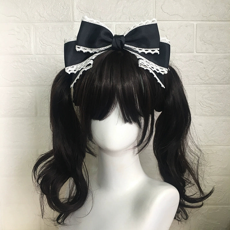 Qingyi Handmade~Sweet Lolita KC Multicolor Bow Lolita Headwear Black  