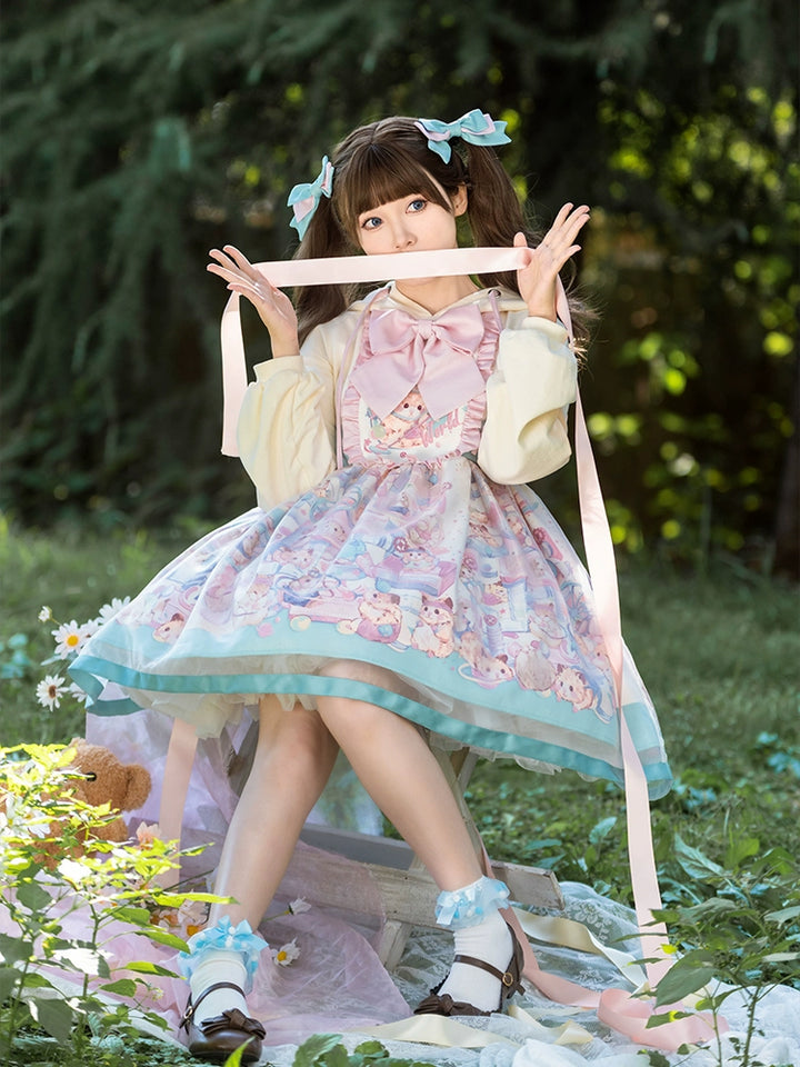 Mewroco~Sweet Lolita Dress Suit Salopette and Hoodied OP