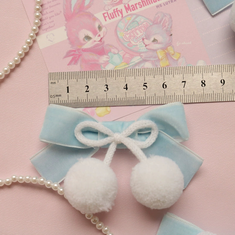 Creamy bubbles~Sweet Lolita Winter Light Blue Plush Ball Hair Clip and Brooch   