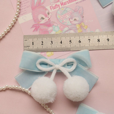Creamy bubbles~Sweet Lolita Winter Light Blue Plush Ball Hair Clip and Brooch   