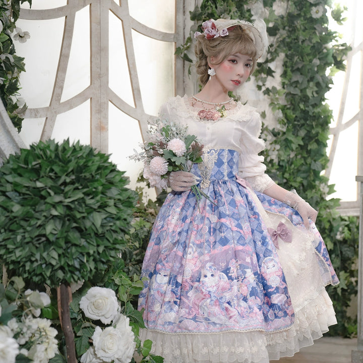 Miss Point~Elizabeth Meow~Classic Lolita Blouse Lotus Root Sleeve Lolita Shirt 40686:673616