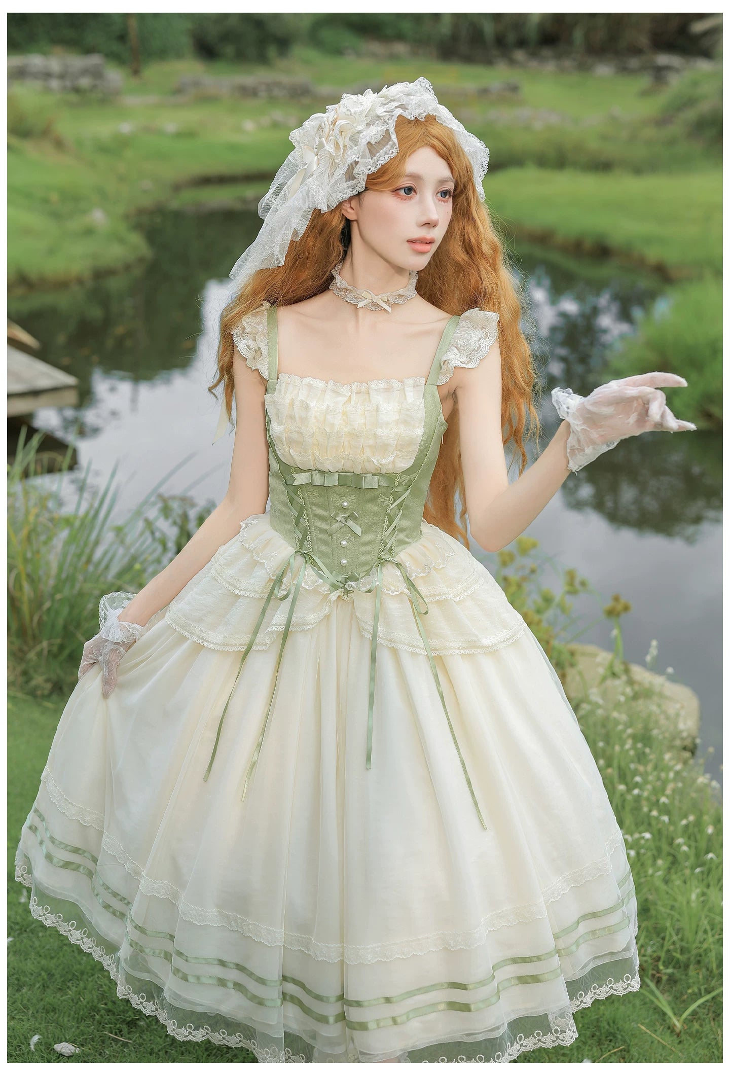 Unfailing - Classic Lolita Bow Jacquard Corset JSK Dress 45632:856678