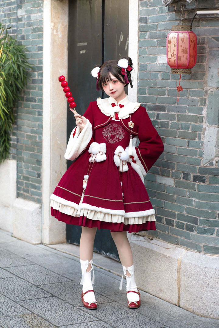 Your Princess~Qi Lolita JSK Suit New Year Lolita Bolero and Dress   